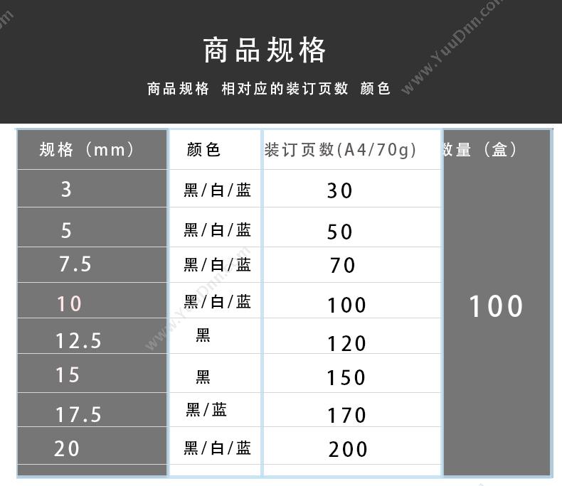 优玛仕 Umach 12.5mm （白） 12.5mm装订夹条