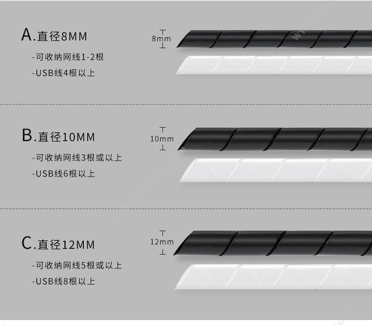 包尔星克  Powersync ACLWAGW2F9 缠绕管保护套 电线理线器 线径10mm*2米 白色 1根 集线器