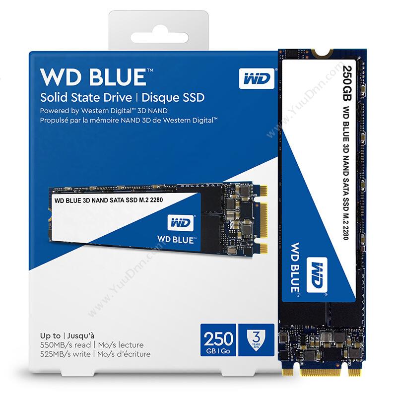 西部数据 WD WDS250G2B0B SSD M.2接口(SATA总线） Blue系列-3D 250GB 蓝（白） 固态硬盘