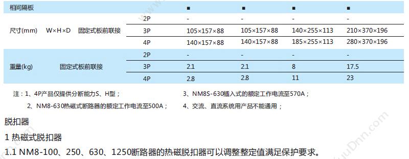 正泰 CHINT NM8-100H/3M 100A 塑壳断路器