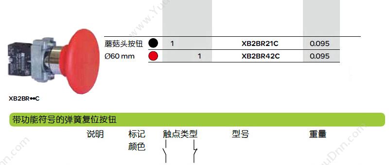 施耐德 Schneider XB2BC21C XB2 蘑菇 （ZB2BZ101C+ZB2BC2C） 蘑菇头按钮