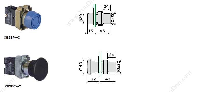 施耐德 Schneider XB2BC42C XB2 蘑菇 （ZB2BZ102C+ZB2BC4C） 蘑菇头按钮