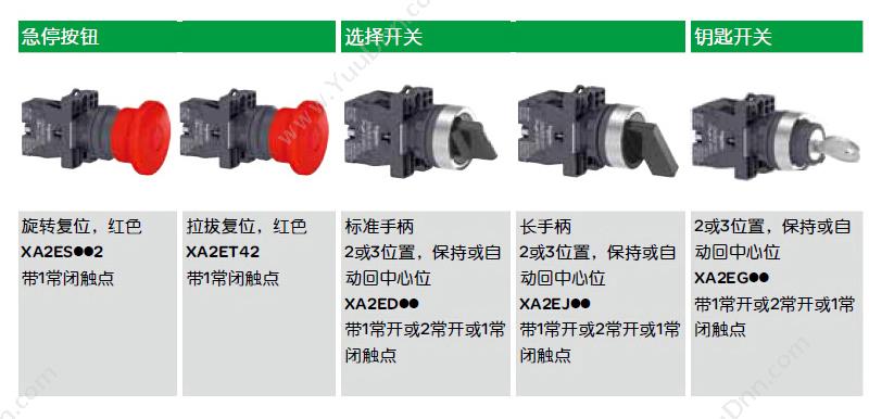 施耐德 Schneider XA2EH011 平自锁 （白） 1NO（请以10 平头自锁按钮