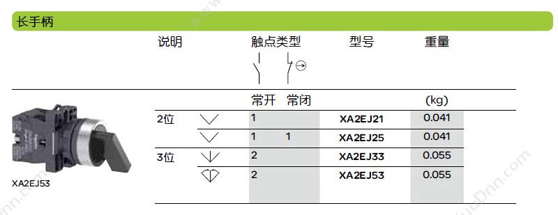 施耐德 Schneider XA2EH011 平自锁 （白） 1NO（请以10 平头自锁按钮