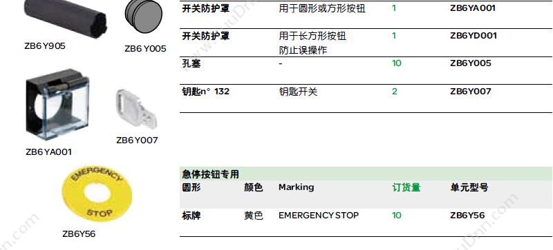 施耐德 Schneider XB6EDW1B1F  长方形 （白） 24V 1NO/NC 自复位按钮带灯