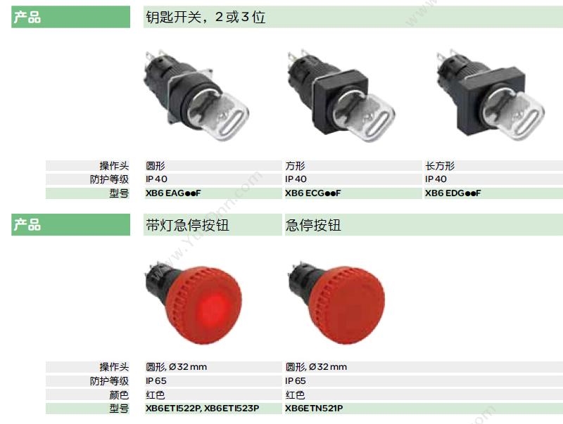 施耐德 Schneider XB6EDA61F  长方形 蓝色 1NO/NC 自复位按钮带灯