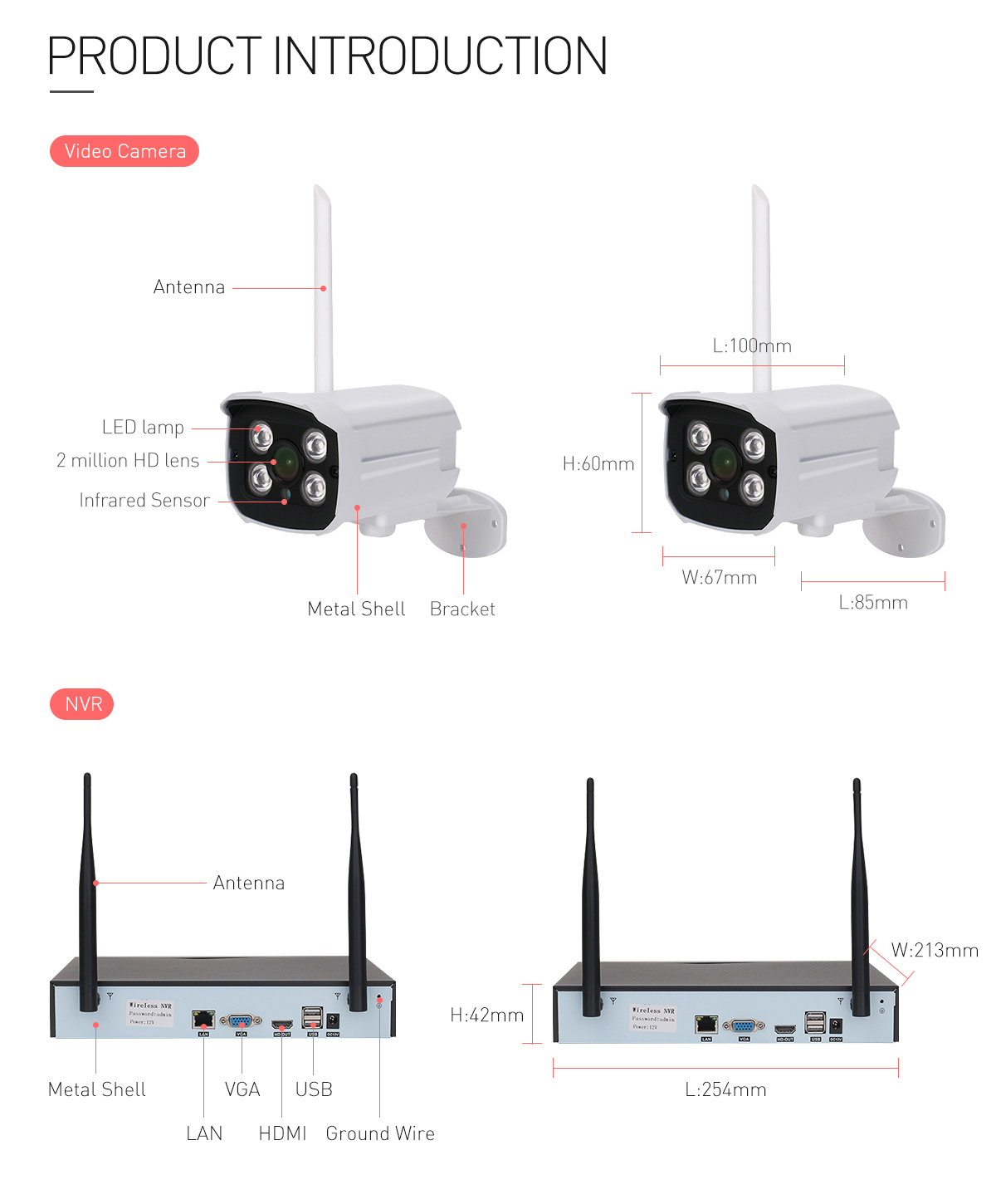 物果 4路NVR200万无线枪机套装 /超远传输距离/双向语音/IP66防水 摄像机