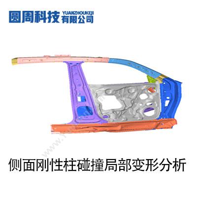 圆周科技侧面刚性柱碰撞局部变形分析仿真软件